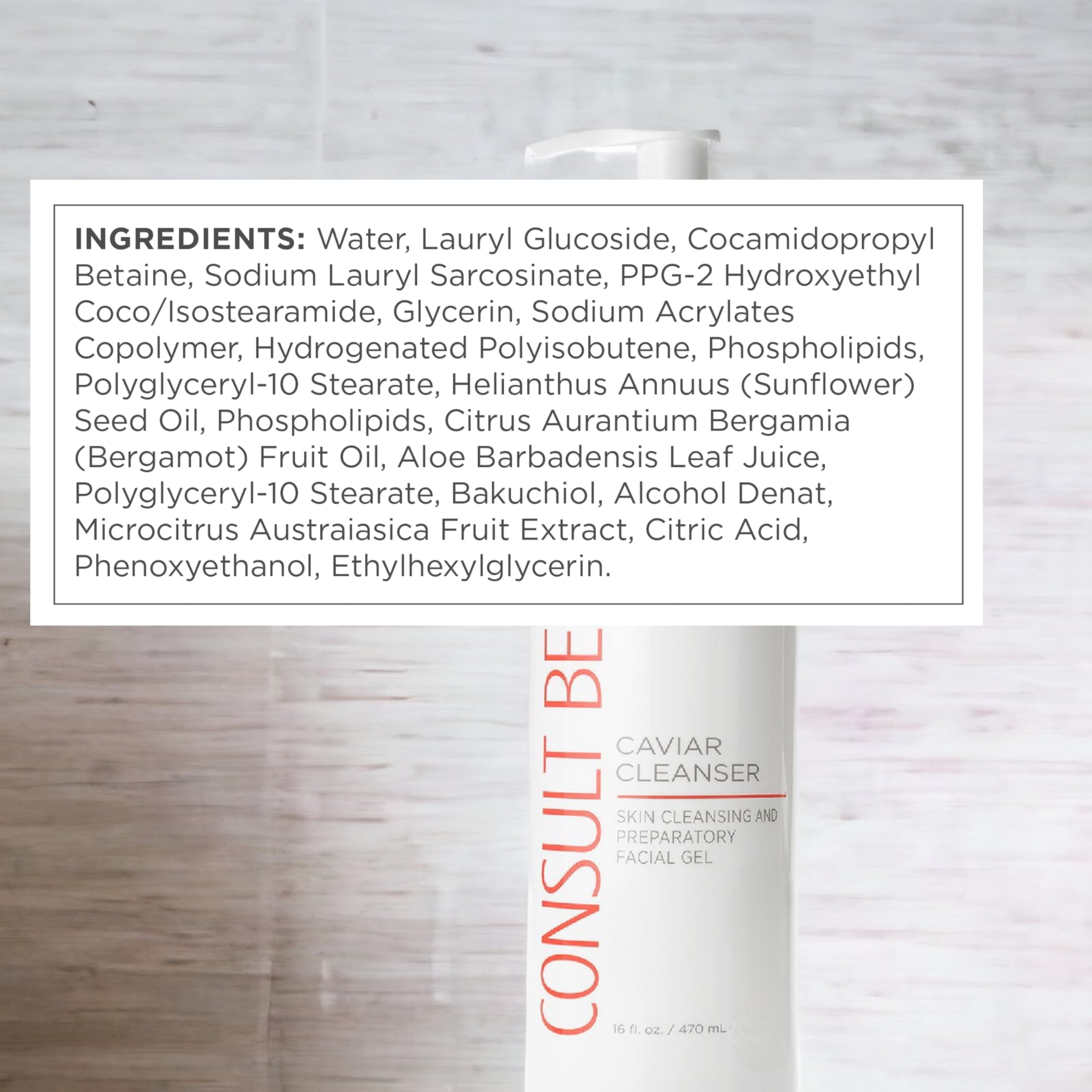 Consult Beaute Caviar Facial Cleanser, Gentle Gel-to-Foam Wash, 16 Fl Oz