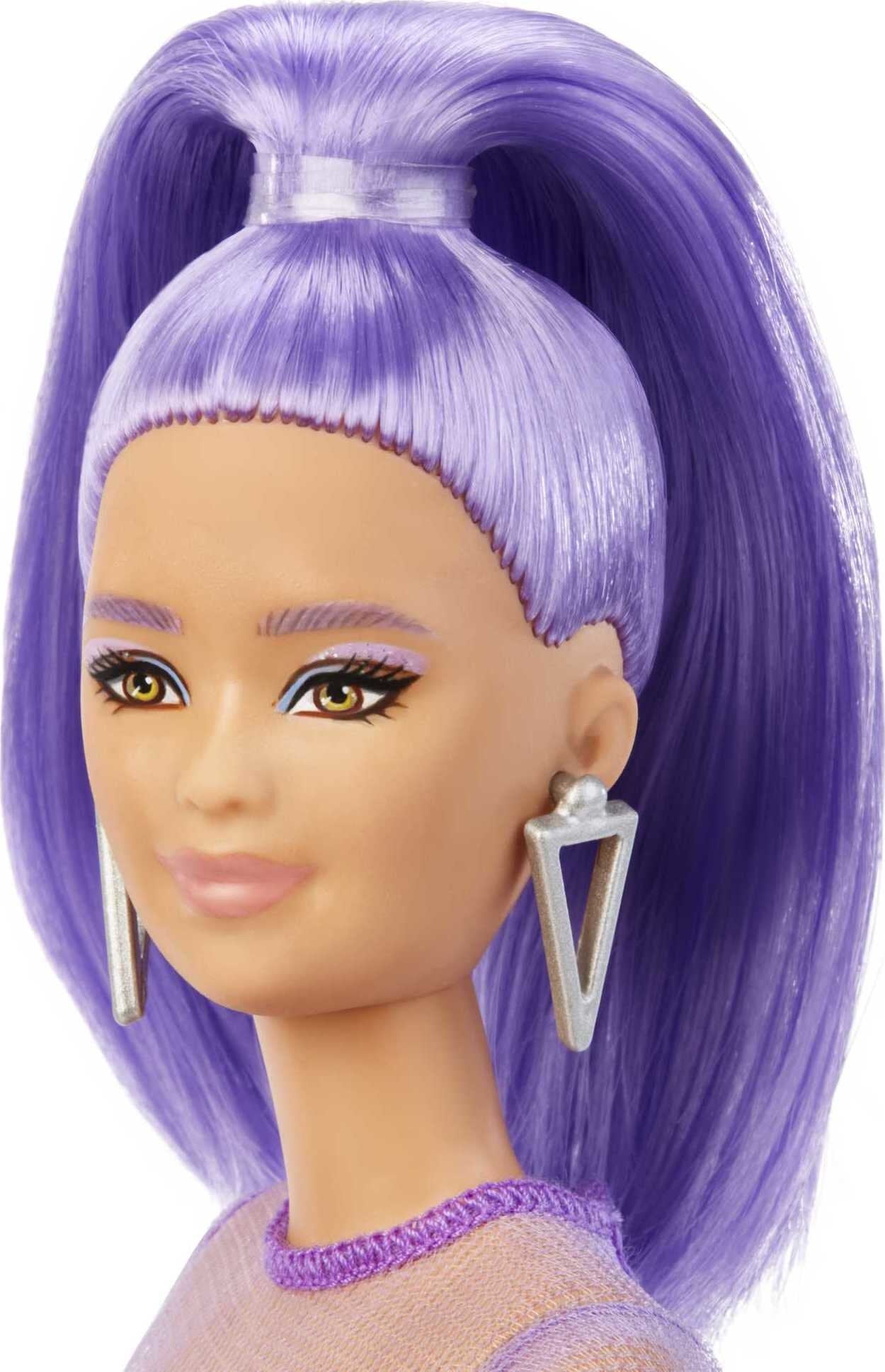 Barbie Fashionista #88 Purple Blue Tinsel Hair Doll Unicorn Magic