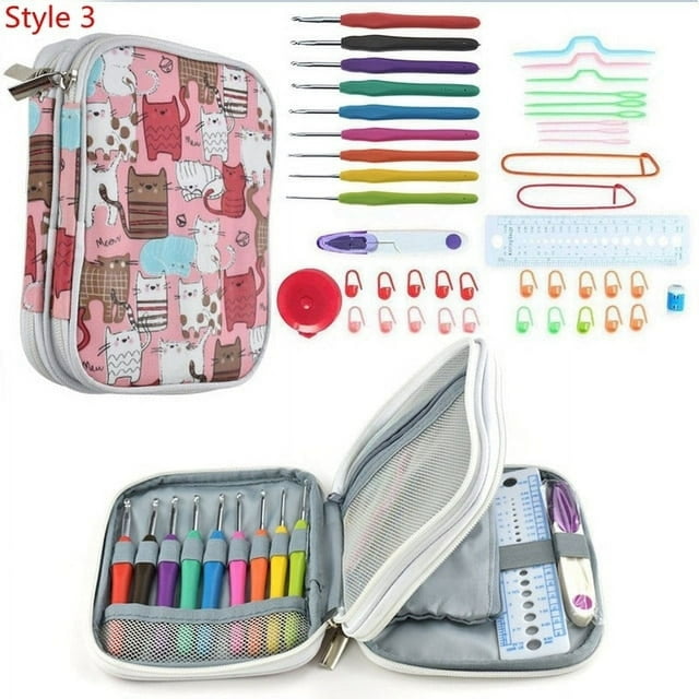 36 Styles Crochet Hooks Set Knitting With Yarn Weave Knitting Needles Hook Kit Sewing Tools Gauge Scissors Knit with Storage Bag