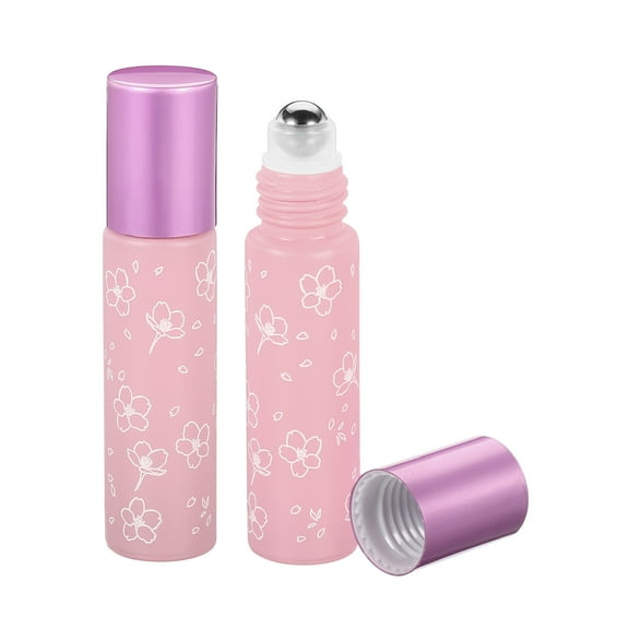 Uxcell Refillable Glass Essential Oil Roller Balls 10mL Roller Bottles, Pink 2 Pack