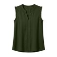 thumbnail image 4 of ClodeEU Women's V Neck Ruffle Trim Sleeveless Blouse,Solid Color Casual Tank Top Army Green,Women's Plus L, 4 of 6