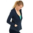 thumbnail image 2 of Sofra Women's Cotton Comfort Zip Up Hoodie Jersey Sweater - Navy Blue - XL, 2 of 4