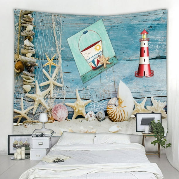 SHELLS & STARFISH - Polyester - Tapestry Wall Hanger - 150x130cm