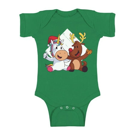 

Christmas Deer and Unicorn Baby Short Sleeve Bodysuit Ugly Xmas One Piece Top Baby Girls Baby Boys Happy New Year Gifts