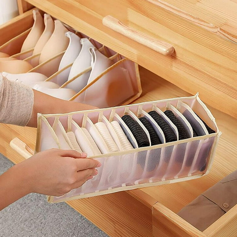 Underwear Drawer Organizer Set- Foldable Underwear Storage Divider Boxes  Includes 6/7/11 Cell Collapsible Closet Compartments for Socks Bras Ties  Lingerie Scarves Organizing 