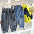 thumbnail image 4 of NIEWTR Boys Jeans Straight Wide Leg Denim Trousers Comfortable Playwear Spring Loose Casual Big Youth Kids Pants, 4 of 9