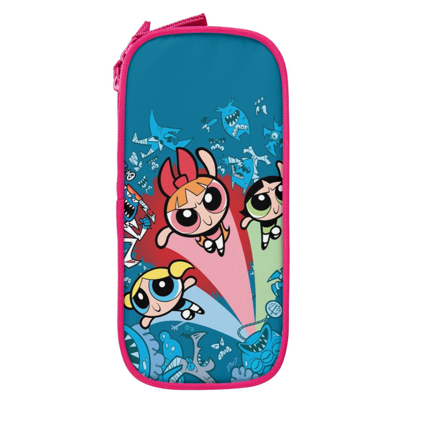 The Powerpuff Gi-rls Pencil Case Large Capacity Pencil Pouch Penbag Office Stationery Organizer Travel Makeup Bag Pink