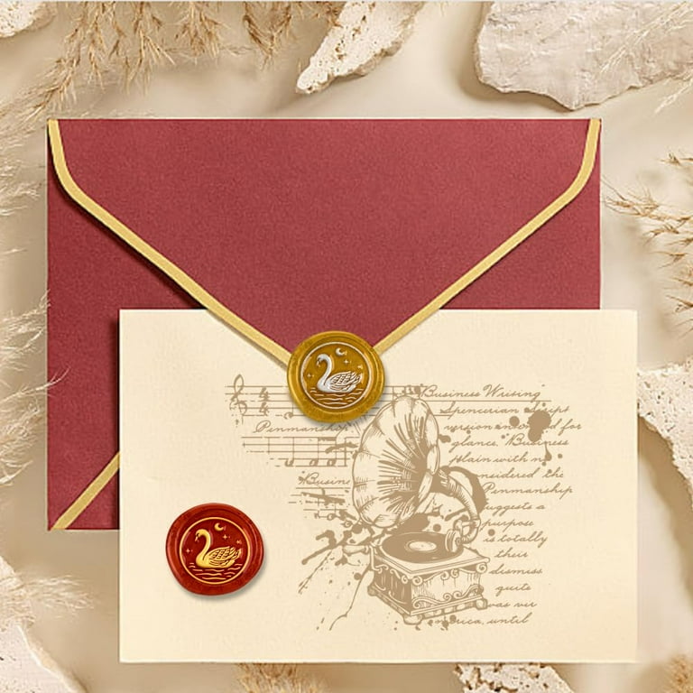 CRASPIRE 10-Piece Wax Seal Stamp Set - 8 Brass Heads (25mm) & 2 Wood Handles For Invitations