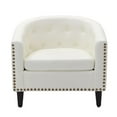thumbnail image 4 of PU Leather Chair with Nailhead Trim and Armrest, Button Tufted Accent Chair for Home and Office, White, 4 of 7