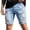 Light Blue, variant on Men's Ripped Denim Shorts, Distressed Patchwork Casual Jean Shorts with Rolled Paisley Cuff, Button Zipper Fly, Streetwear Summer Denim Shorts Black,S