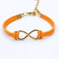 thumbnail image 5 of Women's Leather Cord Bracelet with Symbol 8 Charm Alloy Electroplated Letter Number Text Fashion Jewelry in Red Yellow, 5 of 5