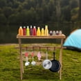 thumbnail image 4 of Portable Picnic Rack, Charcoal Burning BBQ Table Rack Wooden Lightweight Portable Beechwood Outdoor Table Rack for Storage, Outdoor Kitchen, RV for Picnic, Camping, BBQ, Home, 4 of 11