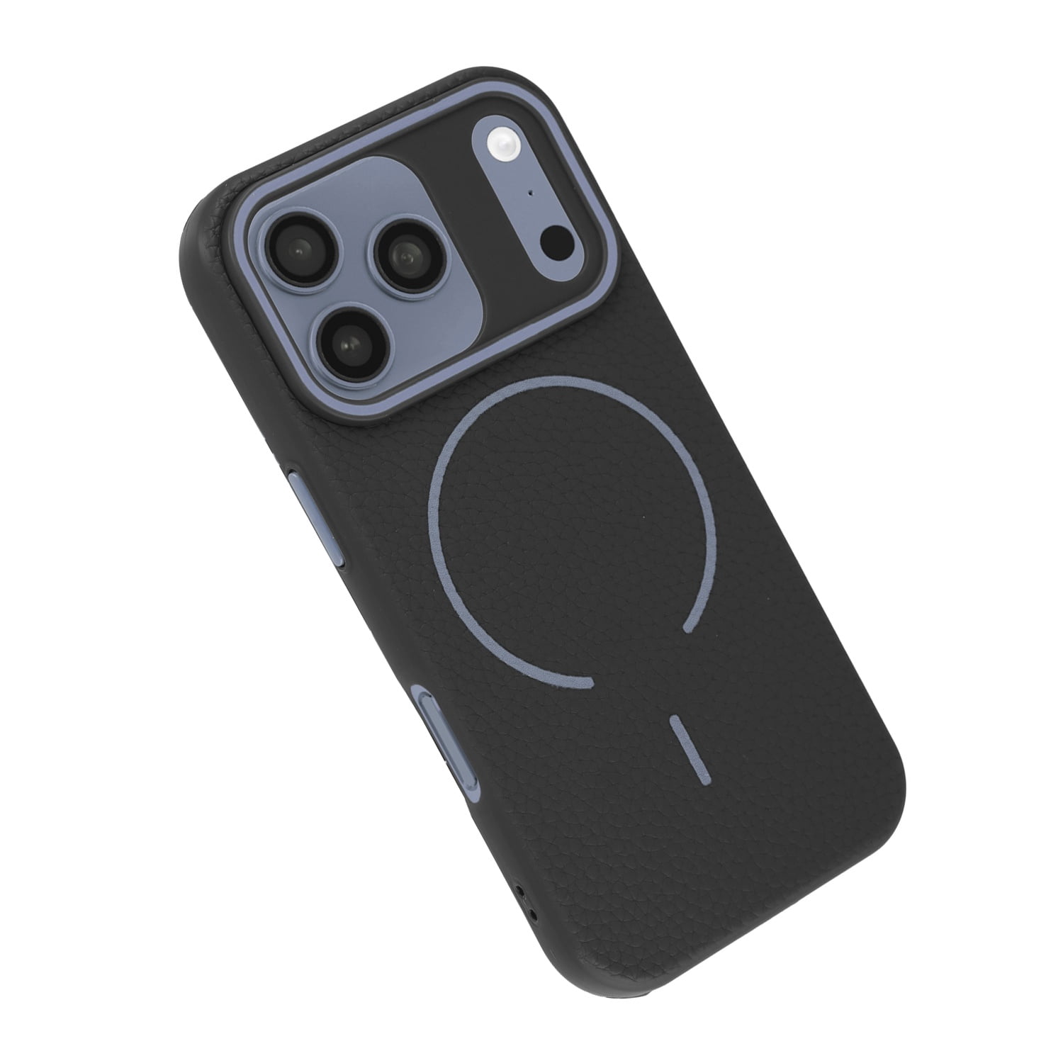 Magnetic Leather Grip Protective Cover for iPhone 17 Pro Max - Black