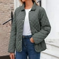 thumbnail image 3 of Women's Winter Quilted Jackets Long Sleeve Lapel Button Down Quilted Barn Jackets Trendy Lightweight Warm Puffer Coats Outerwear with Pockets Gray XXL, 3 of 9
