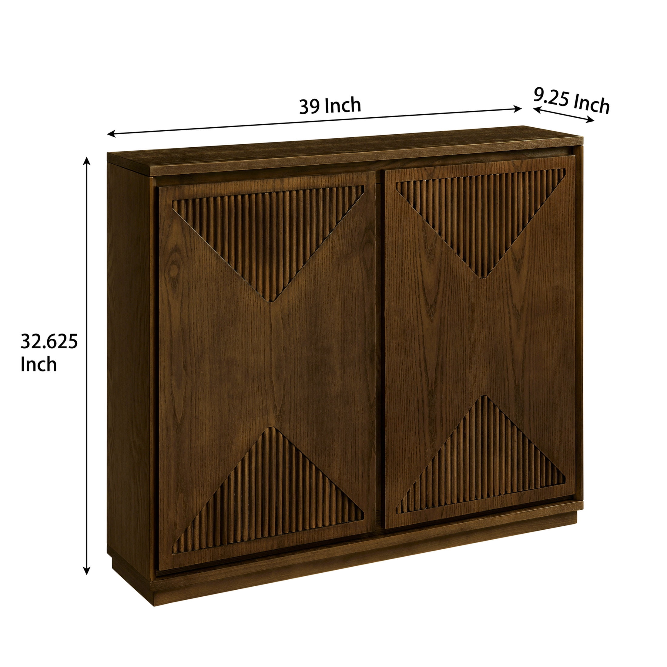 GDF Studio 39" Mid Century Modern V-Shaped Fluted Sideboard Cabinet with Outlet Holes, Brown