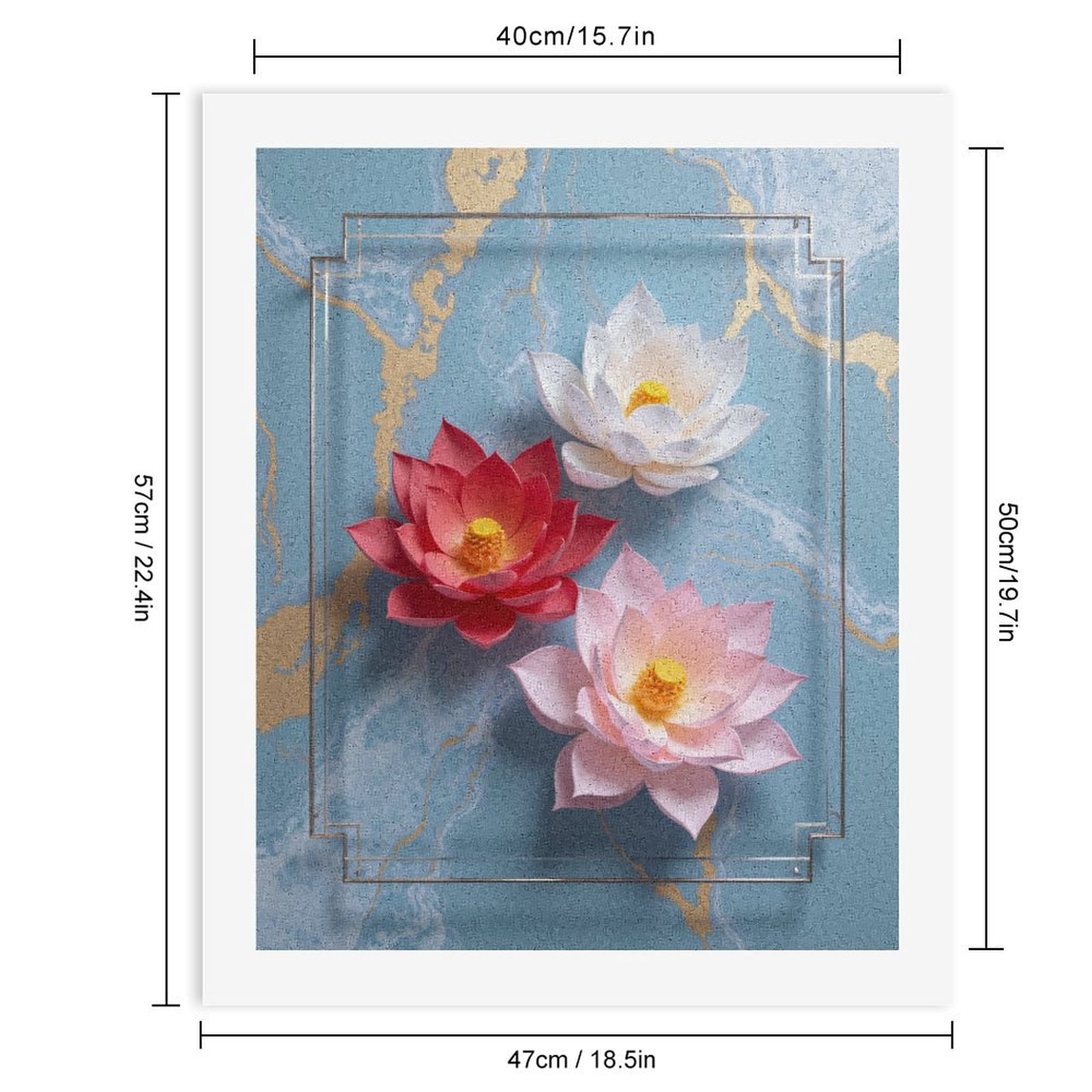 Paint By Numbers Kit for Adults Beginner - Colorful Lotus Floral Art Display DIY Canvas Painting Kits for Adults, Frameless Paint By Number for Adults for Home Wall Decor 16x20 Inch