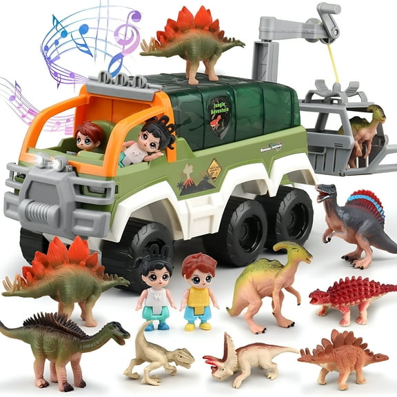 BESTSKY Dinosaur Car Truck Toys for Boys 3-6 Years with Music and Growl Preschool Toys Toddler Gifts for 3-6 Years Kids