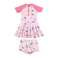 thumbnail image 5 of Toddler Girls Swimsuit Short Sleeve Swimdress One Piece Bathing Suits for Teens Beachwear Swimwear Pink XXL, 5 of 5