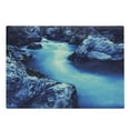 thumbnail image 1 of Waterfall Cutting Board, Frozen Dangerous Lake with Atmosphere of a Cave and Snow on the Rocks Nature, Decorative Tempered Glass Cutting and Serving Board, Large Size, Blue and Black, by Ambesonne, 1 of 1
