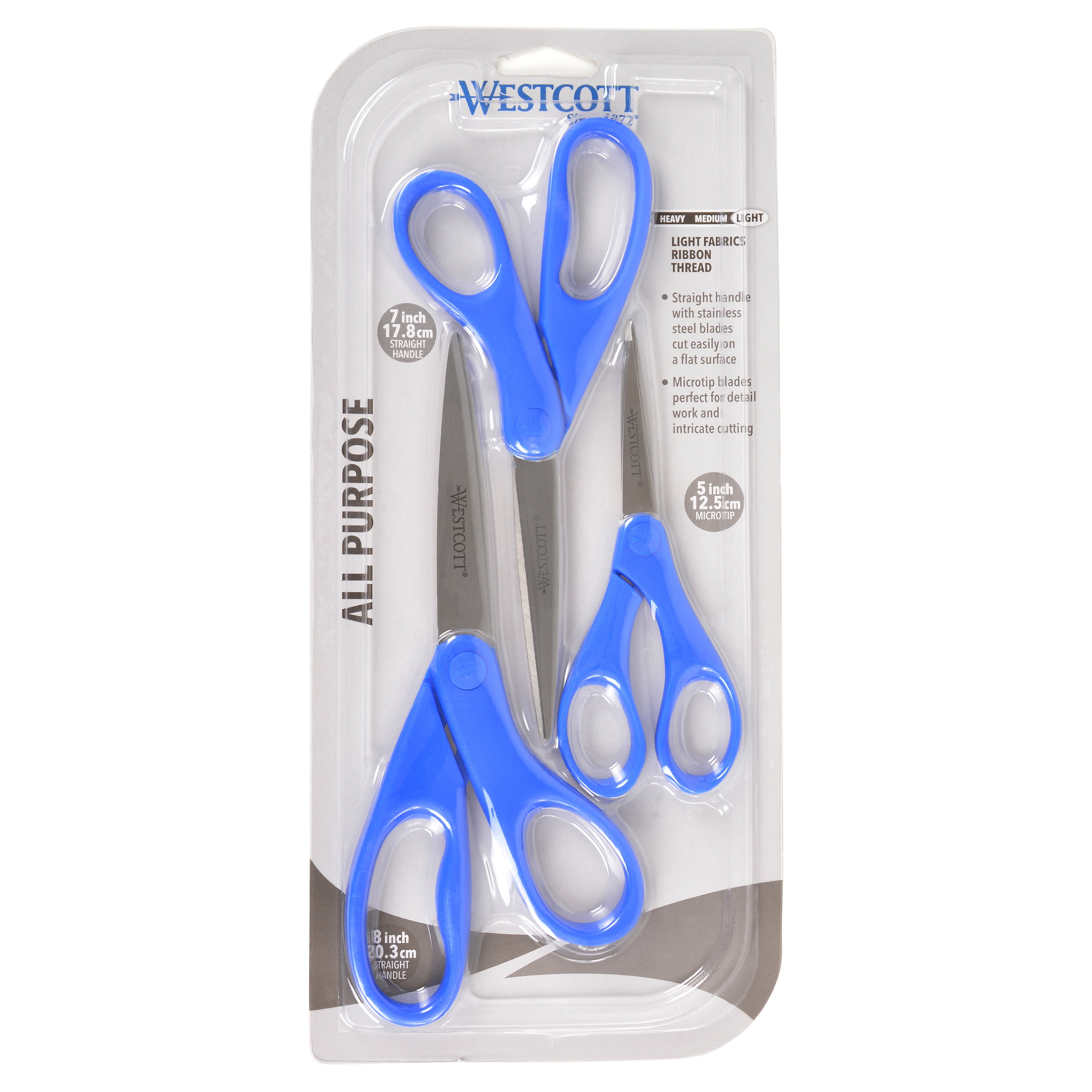 Westcott Student Scissors, 7, Stainless Steel, Hard Handle, for
