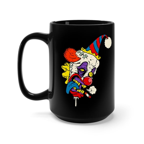 Scary Clown Creepy Zombie Carnival Horror Coffee Mug, 15oz, Black