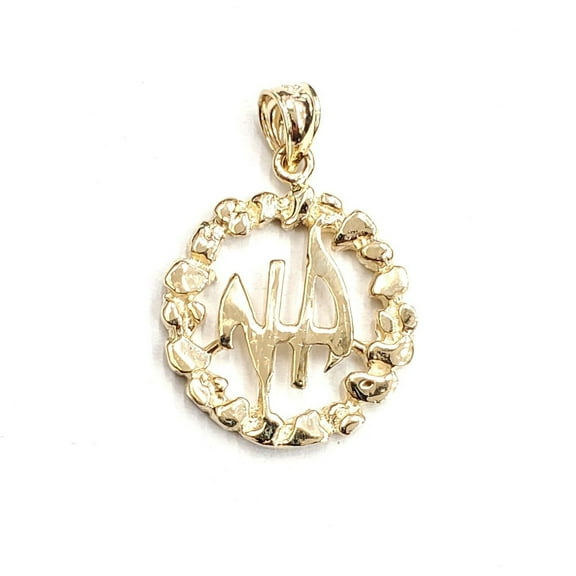14k yellow Gold Narcotics Anonymous circle NA Symbol Pendant fine jewelry 3.2g
