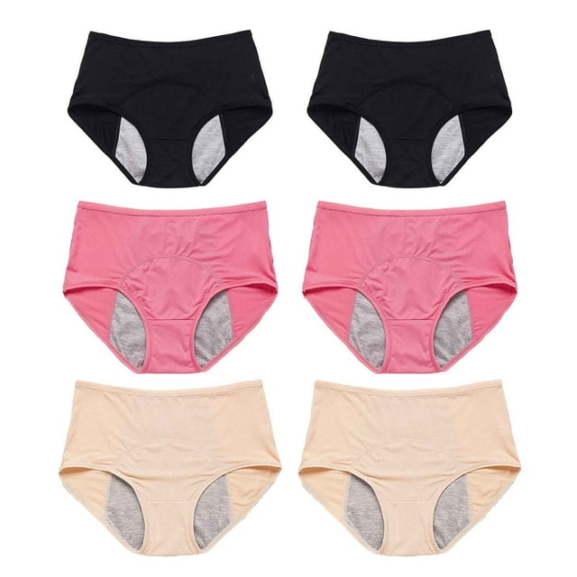 Women Solid Mesh Breathable And Comfortable High Waist Peripheral Leak Proof Menstrual Pants,Color: Black Size: XXL