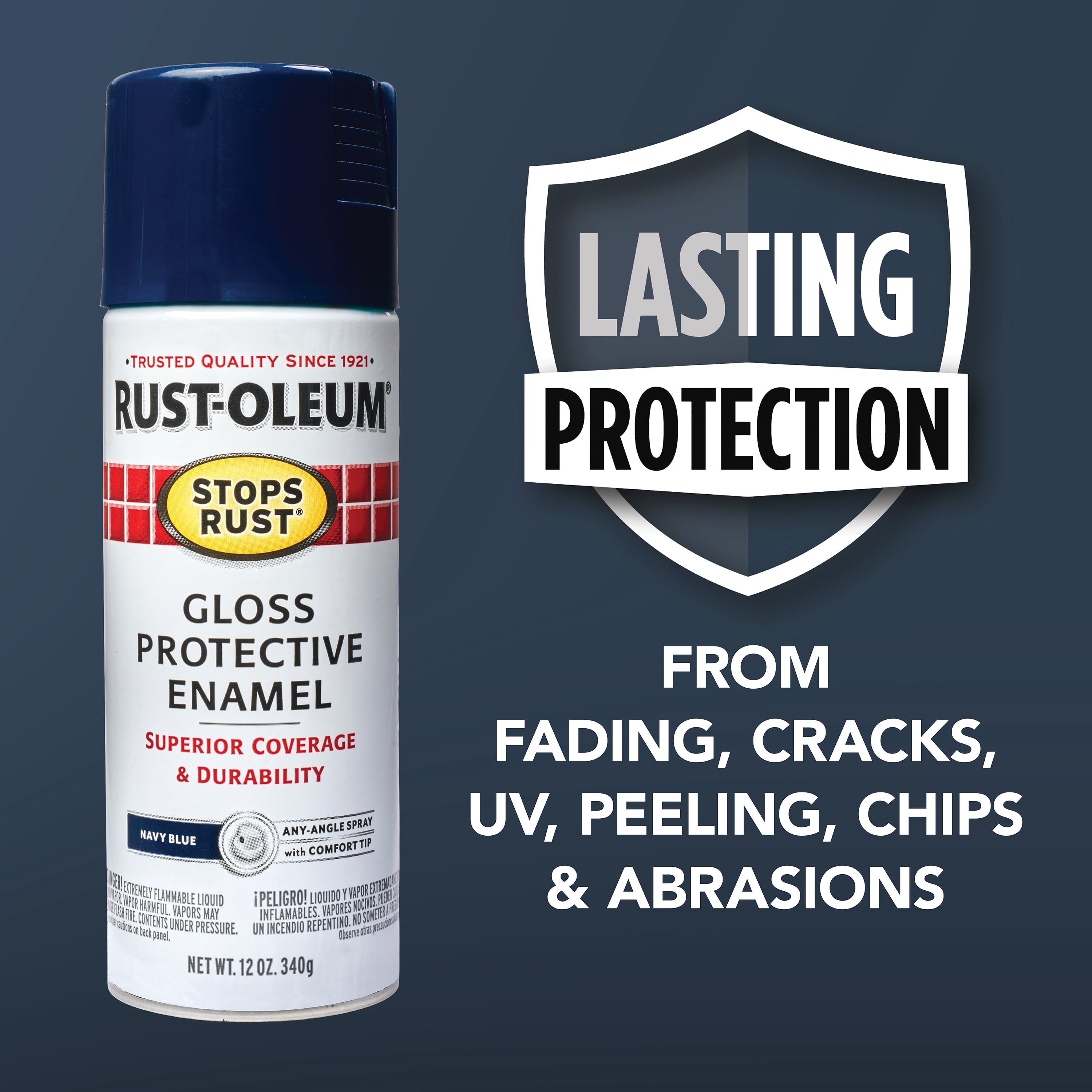 (6 pack) Navy, Rust-Oleum Stops Rust Protective Enamel Gloss Spray Paint-7723830, 12 oz