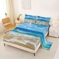 thumbnail image 2 of spefrowx Anime Sunny Coast Bed Sheets for Adult, Wave Cloud Summer Beach Full Size Sheets, 4pcs, 1 Flat Sheet, 1 Fitted Sheet and 2 Pillowcases, 2 of 5