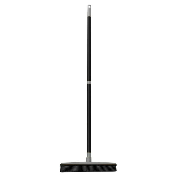 Gnmfd Pet Hair Carpet Sweeper Rubber Broom with Telescopic Handle, Multi-Surface Floor Brush with Built-in Squeegee for Dog Cat Hair Removal Carpet Hardwood Floor Window Cleaning