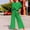 Green, variant on successthop Summer Outfits for Women Trendy Solid Color Baggy Crewneck Short Sleeve Shirts and Wide Leg Long Pants Casual Travel Pajamas Lounge Set Loungewear Summer Outfits