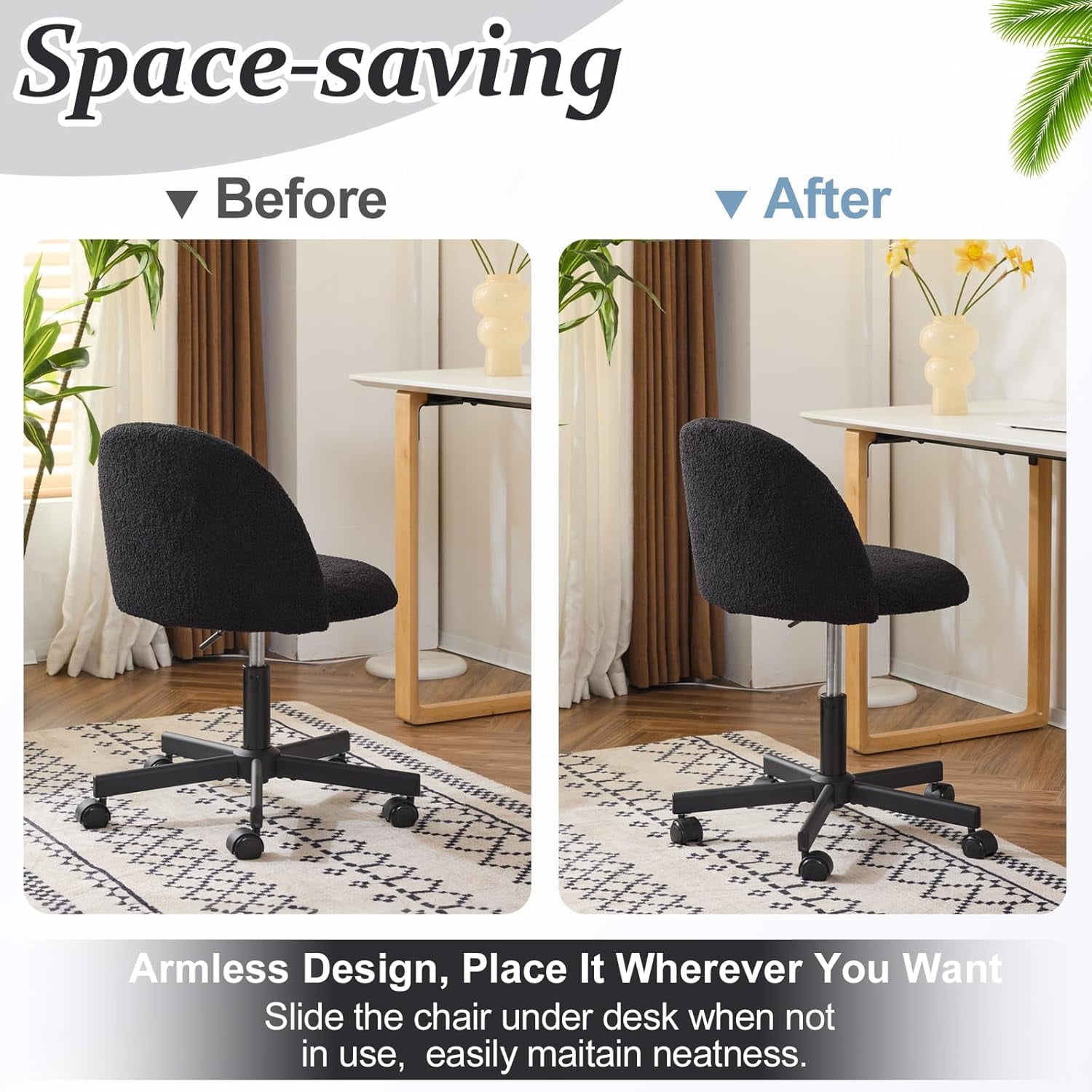 Matladin Modern Vanity Chair with Back, Silent Wheels, Velvet Desk Chair for Girls, Small Office Chair, Stylish and Comfortable