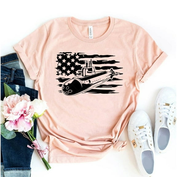 Usa Submarine T-shirt 4Th Of July Gift Independence Day Shirt America Flag Tee Nuclear Power Navy Naval Transport Vehicle Easily