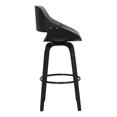 thumbnail image 3 of 30 Inch Leatherette and Wooden Swivel Barstool, Black and Gray - Saltoro Sherpi, 3 of 5