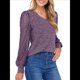 thumbnail image 2 of Blusas de Encaje de Larga para Mujer, Suéteres de Cuello en V A para Otoño 2025, Atuendos Elegantes e Informales de Invierno Púrpura L, 2 of 8