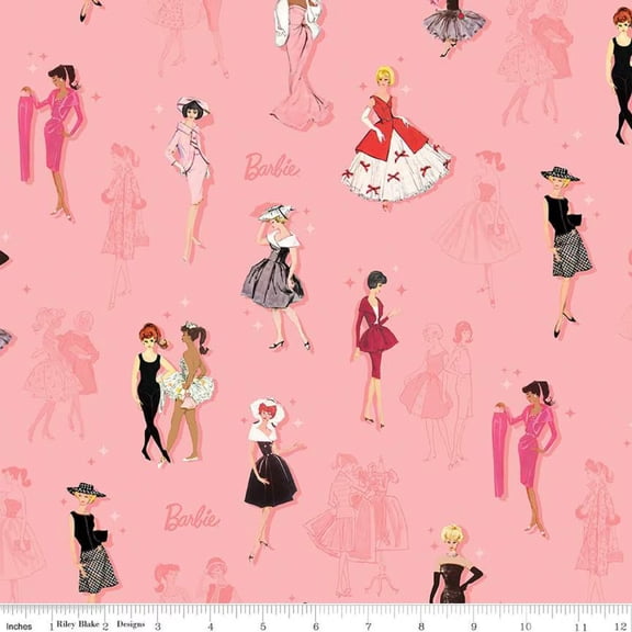 Barbie Vintage Main Pink Cotton Fabric
