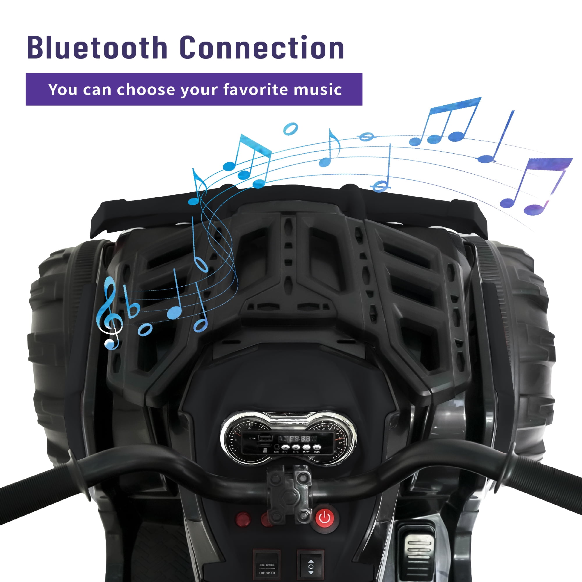 BKIRNP Pink 24V Kids Ride-On ATV Off-Road Quad Car 5mph Electric Car with 2 Speeds and Bluetooth Music