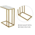 thumbnail image 7 of ROSEN GARDEN Faux Marble Side Table, C Shape End Table, Gold White Finish, 7 of 7