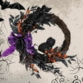thumbnail image 4 of Lumiparty 20" Prelit Halloween Wreath for Front Door, with Purple Lights, Spooky Door Wreath with Ribbon Rose Berries Hanging Decor for Front Door Home Party Outside Decoration, Purple, 4 of 6