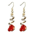 thumbnail image 2 of Jiaroswwei Women Fashion Red Rose Drop Rhinestone Spiral Dangle Hook Earrings Jewelry Gift, 2 of 5