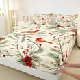 thumbnail image 3 of Feelyou Winter Red Bird Twin Sheet Sets for Kid, Kawaii Christmas Robin Twin Fitted Sheet, Jungle Branches Plant Flat Sheet, Super Cozy Room Decor, 3-Piece, 3 of 7