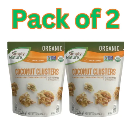 Keto Coconut Clusters, Organic Snack with Pumpkin, Sunflower & Hemp Seeds, Gluten-Free, Non-GMO, 10 oz- Pack of 2