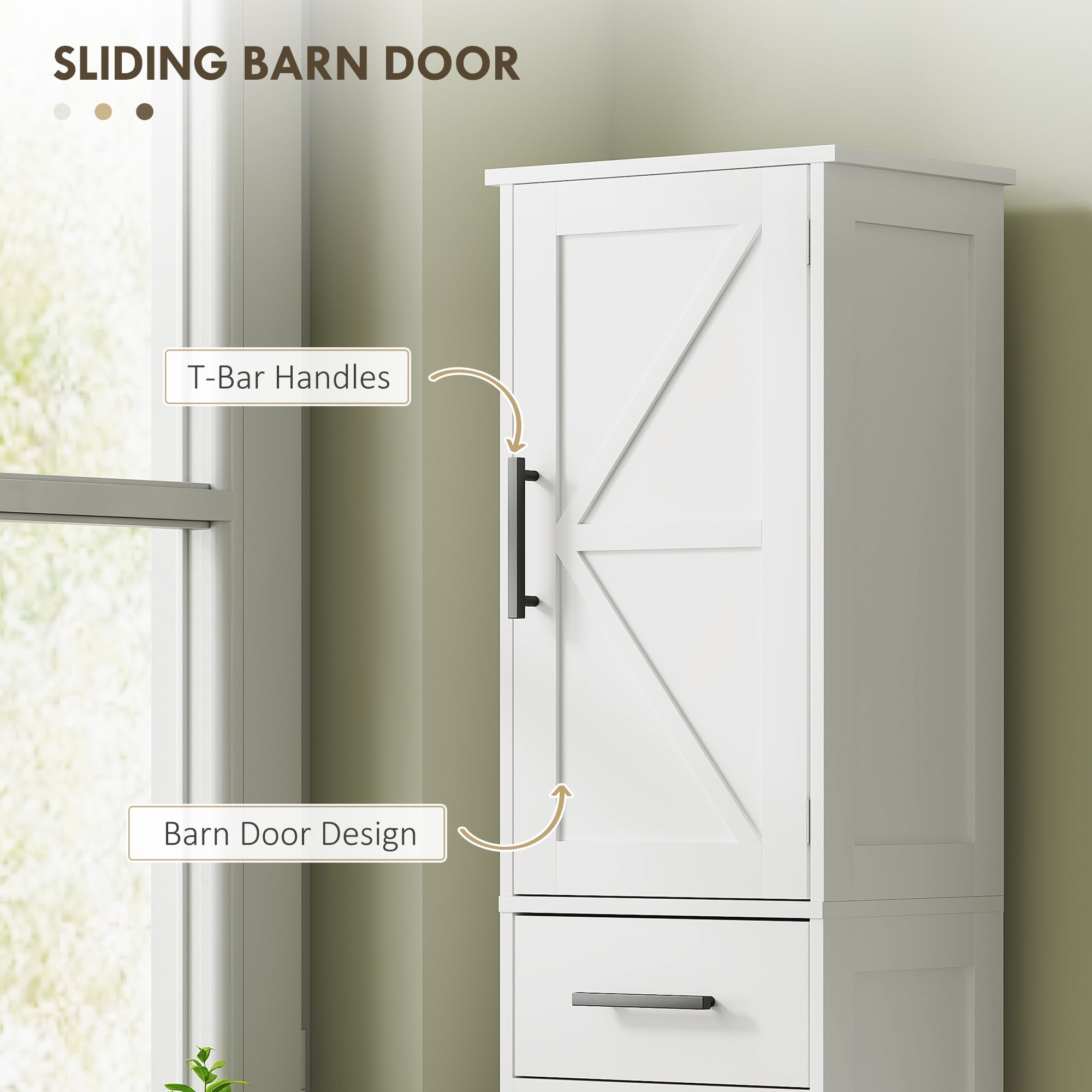 HOMCOM 67" Tall Bathroom Storage Cabinet, Narrow Bathroom Cabinet, White