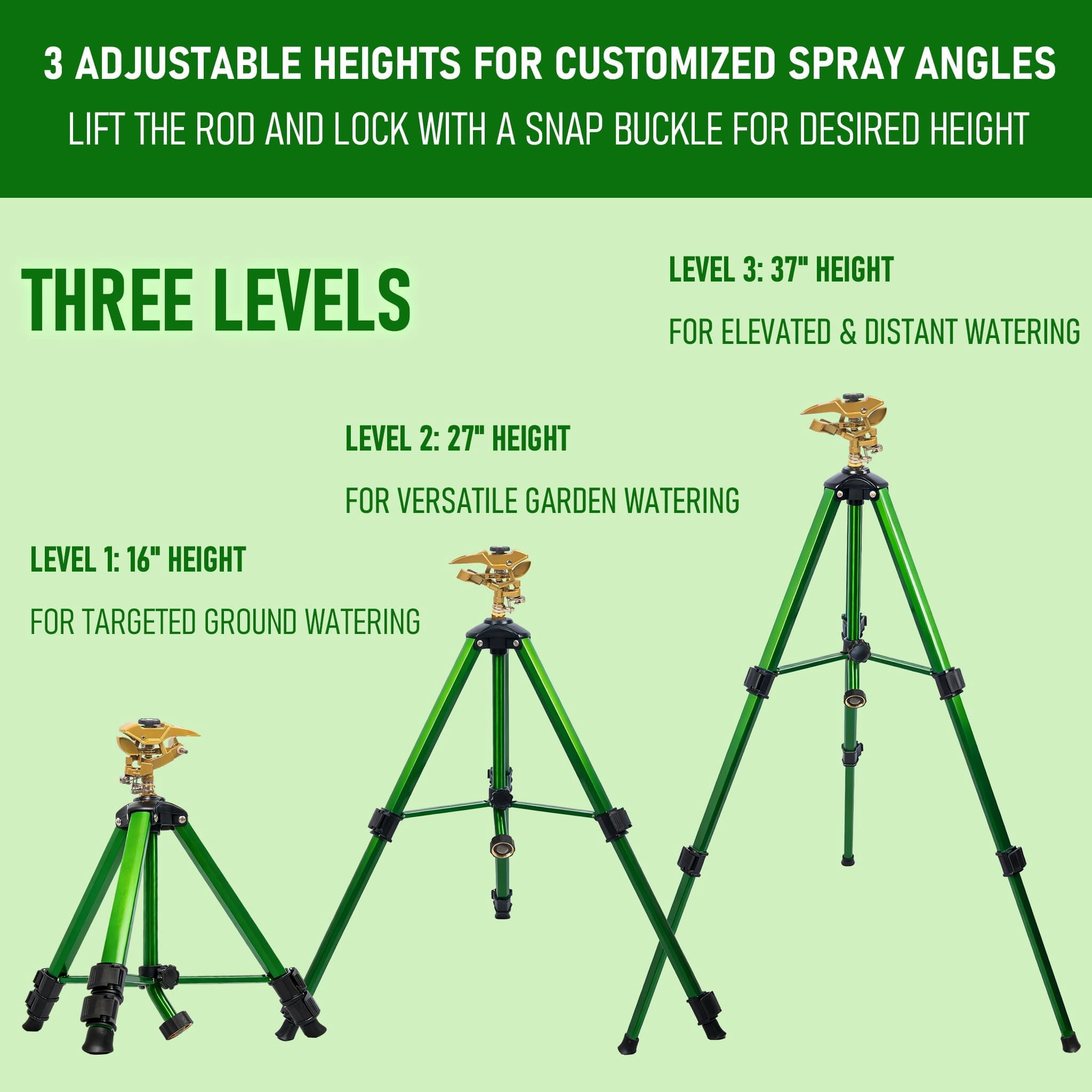 Large Impact Sprinkler On Tripod Base  Heavy Duty Zinc Alloy For Yard With Adjustable Head And Extendable 360 Full Coverage Irrigation Lawn Garden