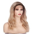 thumbnail image 5 of OneDor Premium Japanese High-Temperature Fiber Synthetic Hair 130% Density Wavy Lace Front Side Part Long Wigs (Blonde Blended with Dark Roots-M6182R), 5 of 7