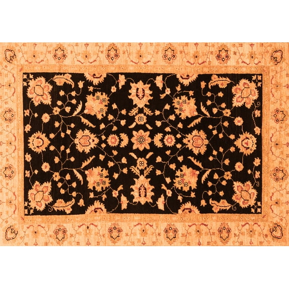 Ahgly Company Indoor Rectangle Oriental Orange Traditional Area Rugs, 8' x 12'