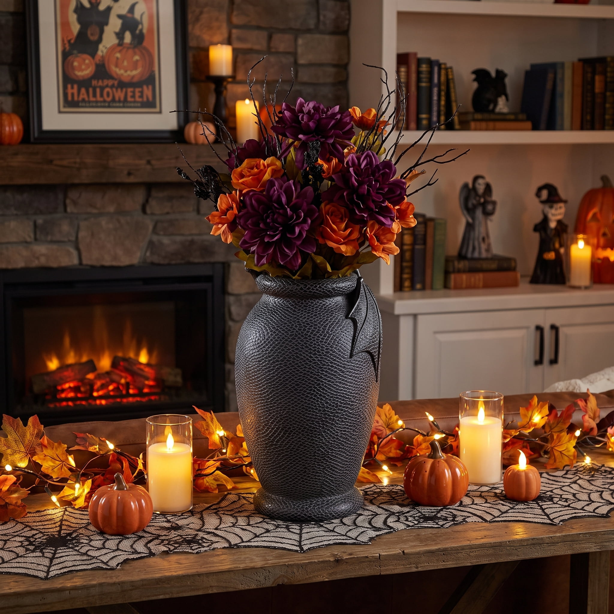 Resin Bat Vase Decoration, Black, 15", Halloween by Way To Celebrate