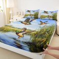 thumbnail image 3 of Manfei Mallard Duck 4 Pieces Queen Sheet Sets,Rustic Cabin Ultra Soft Flat Sheet,Botanical Plants Queen Fitted Sheet,Animal Room Decor, 3 of 7
