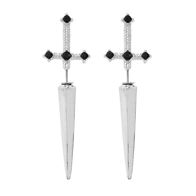 Pendientes de espadas Kinitial, joyería gótica, chaqueta para orejas, espadas, pendientes de daga