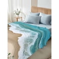 thumbnail image 4 of Full Size Flat Sheet Only, Coastal Beach Ocean Soft Brushed Microfiber Bed Sheets, Nautical Starfish Shells Conch Hotel Quality Breathable Bedding Top Sheet, Easy Care, 81"x96", 4 of 9